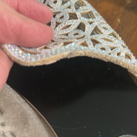 Nature Breeze Rhinestone Silver Sparkle Perforated Slide Sandals 8 Fairy - Picture 15 of 15